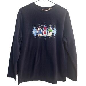 Vintage 2000s Basic Editions Holiday Women's XL Fleece Christmas Snowmen Sweater